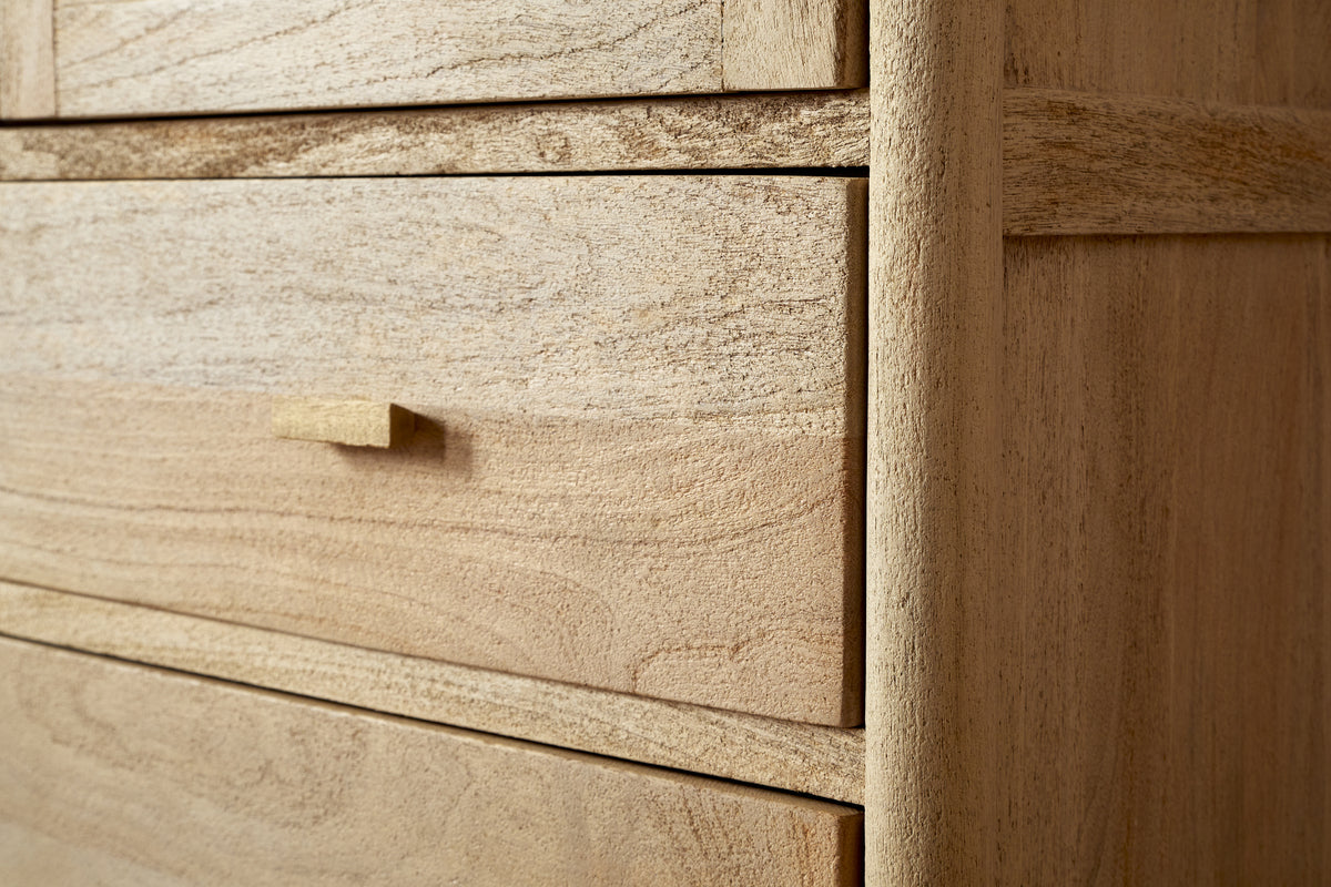 Sri Mango Wood Wardrobe - Natural-BEDROOM FURNITURE-Nkuku
