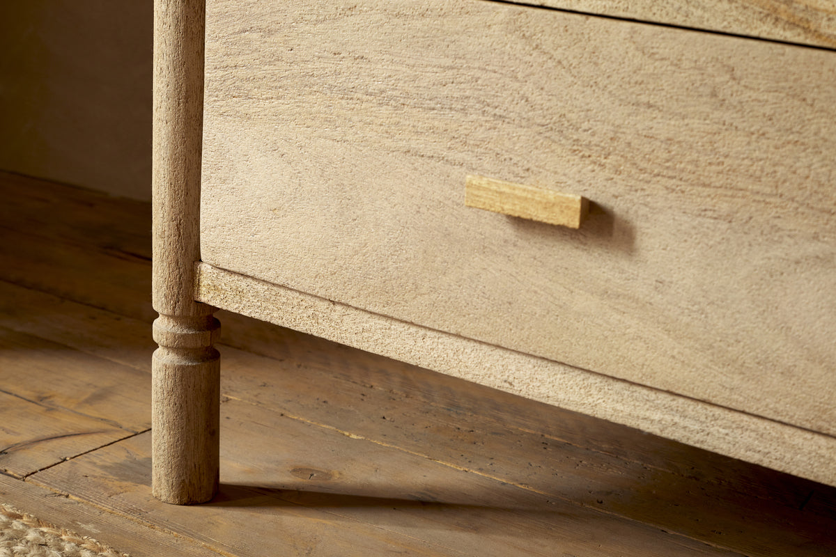Sri Mango Wood Wardrobe - Natural-BEDROOM FURNITURE-Nkuku