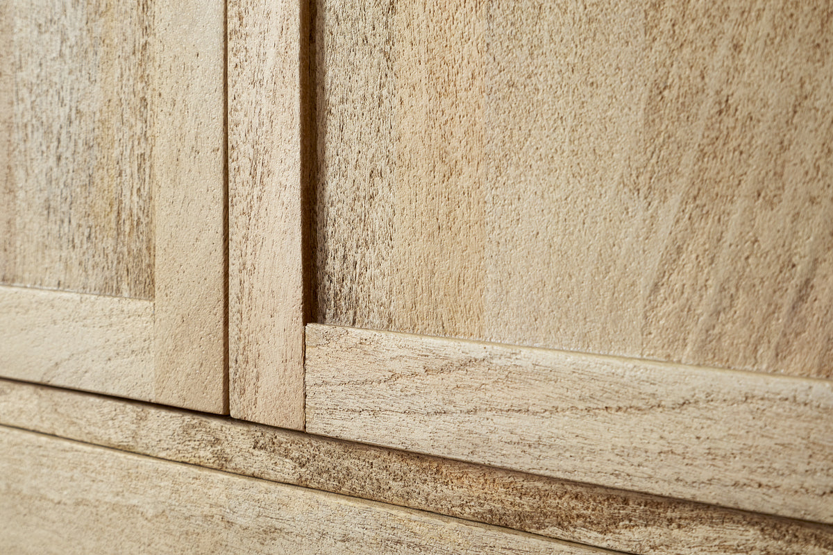 Sri Mango Wood Wardrobe - Natural-BEDROOM FURNITURE-Nkuku