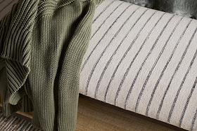 Sanja Cotton Upholstered Bench - Charcoal & Natural-SEATING-Nkuku