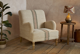 Zairya Jute & Cotton Armchair - Natural & Rust-SEATING-Nkuku