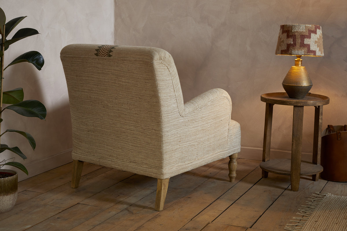 Zairya Jute & Cotton Armchair - Natural & Rust-SEATING-Nkuku