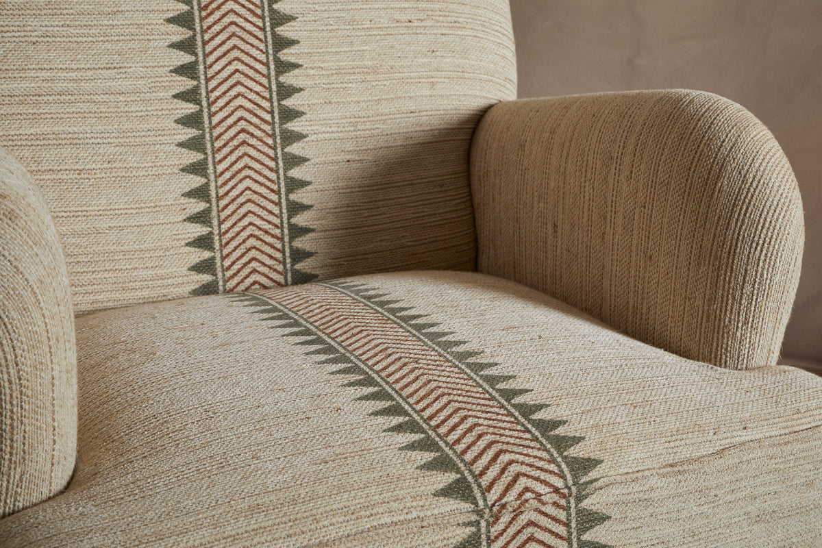 Zairya Jute & Cotton Armchair - Natural & Rust-SEATING-Nkuku