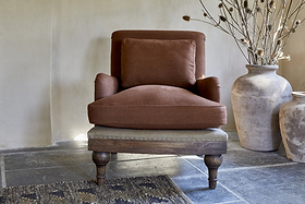 Abe Linen Deconstructed Armchair - Rust-SEATING-Nkuku