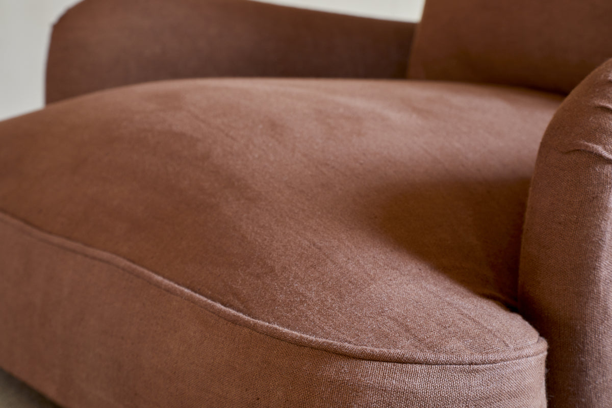 Abe Linen Deconstructed Armchair - Rust-SEATING-Nkuku