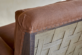 Abe Linen Deconstructed Armchair - Rust-SEATING-Nkuku