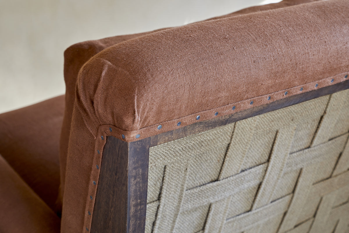 Abe Linen Deconstructed Armchair - Rust-SEATING-Nkuku