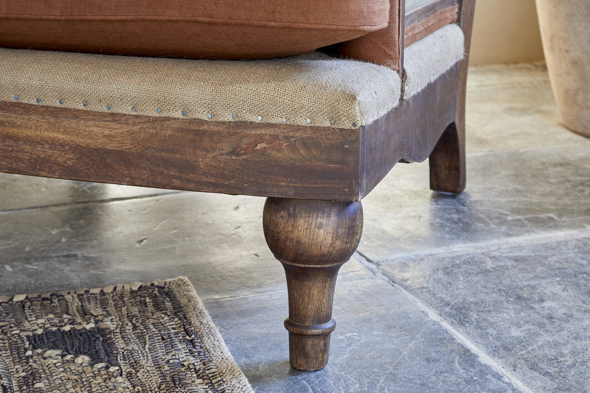 Abe Linen Deconstructed Armchair - Rust-SEATING-Nkuku