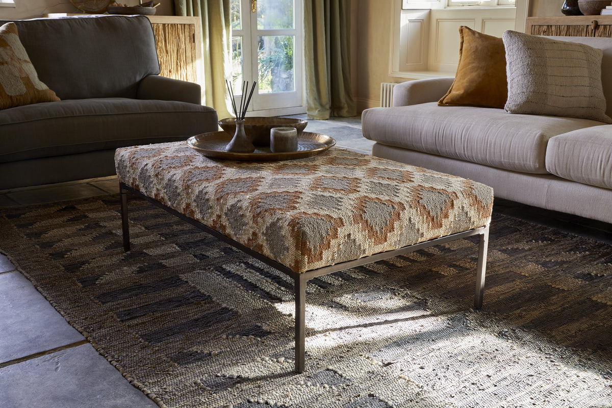 Yalin Upholstered Ottoman - Rust-SEATING-Nkuku