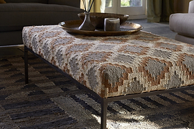 Yalin Upholstered Ottoman - Rust-SEATING-Nkuku