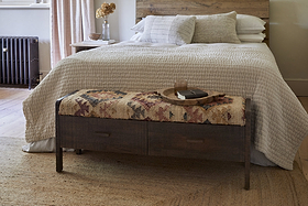 Barir Mango Wood Upholstered Storage Bench - Chocolate Brown-SEATING-Nkuku