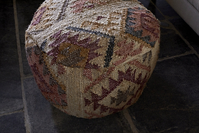 Barir Kilm Upholstered Pouf - Multi-SEATING-Nkuku