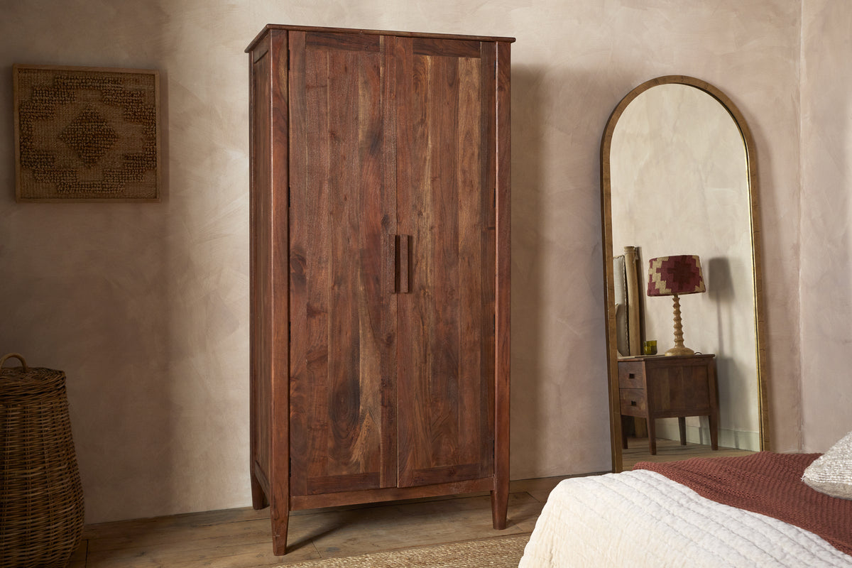 Anbu Acacia Wardrobe - Washed Walnut-BEDROOM FURNITURE-Nkuku