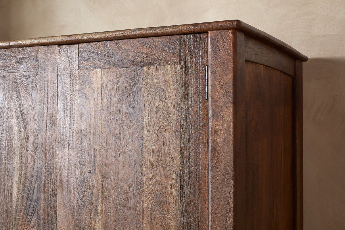 Anbu Acacia Wardrobe - Washed Walnut-BEDROOM FURNITURE-Nkuku