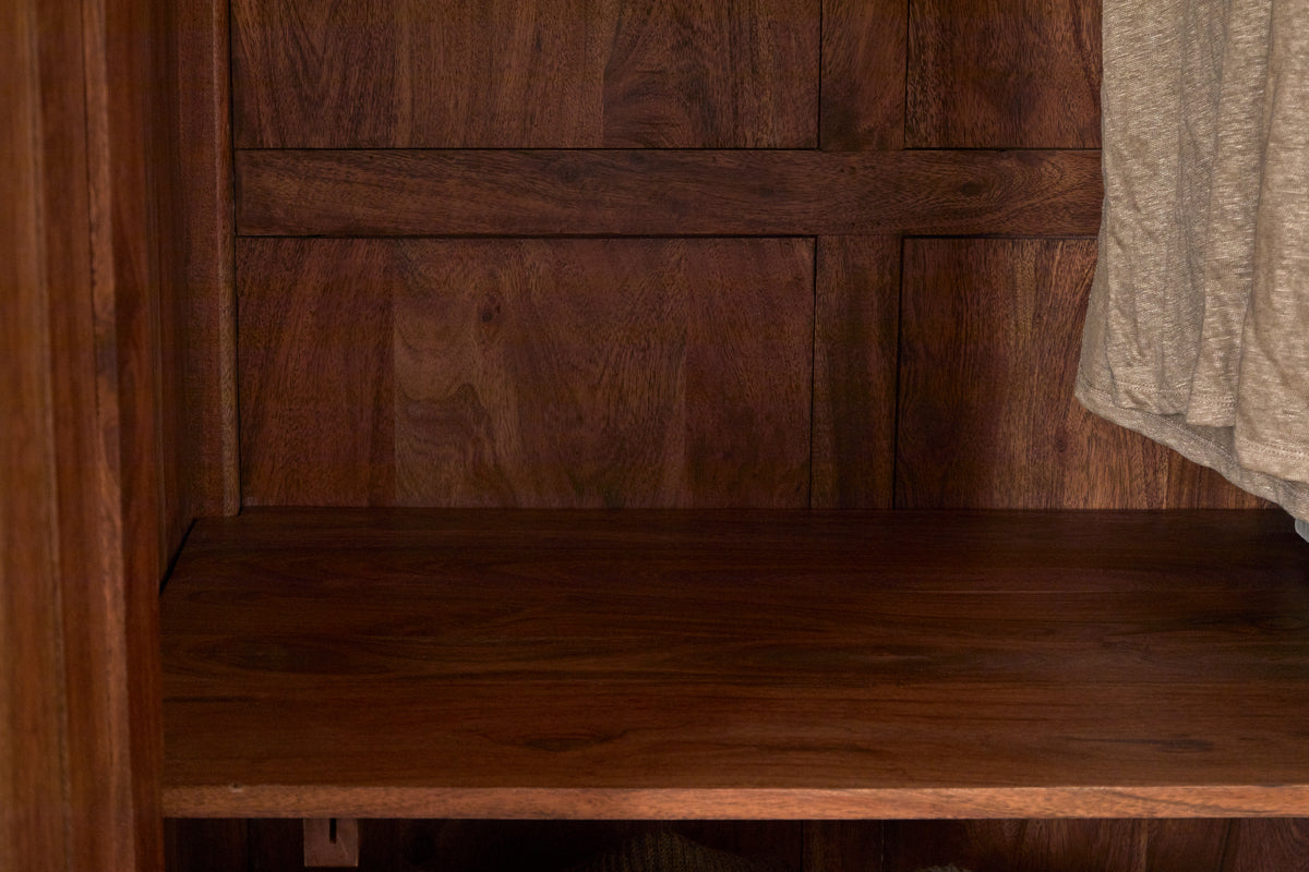 Anbu Acacia Wardrobe - Washed Walnut-BEDROOM FURNITURE-Nkuku