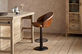 Lal Leather Swivel Counter Chair - Aged Tan-SEATING-Nkuku