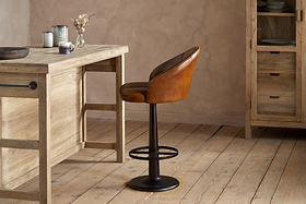 Lal Leather Swivel Counter Chair - Aged Tan-SEATING-Nkuku
