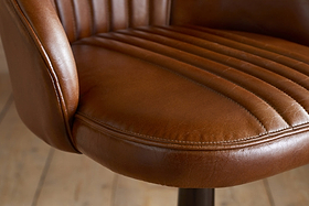 Lal Leather Swivel Counter Chair - Aged Tan-SEATING-Nkuku