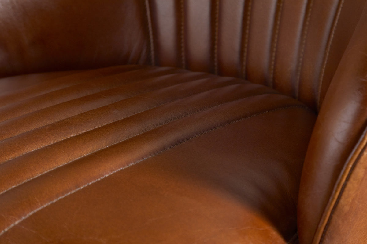 Lal Leather Swivel Counter Chair - Aged Tan-SEATING-Nkuku
