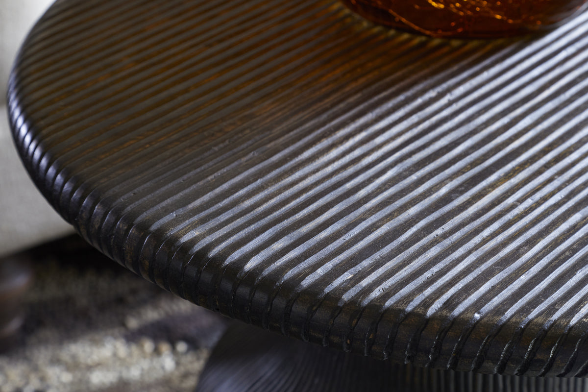 Vivan Grooved Side Table - Charcoal