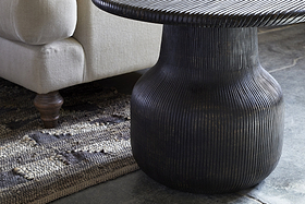Vivan Grooved Side Table - Charcoal