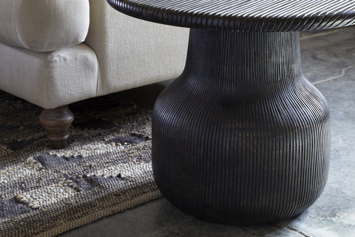 Vivan Grooved Side Table - Charcoal