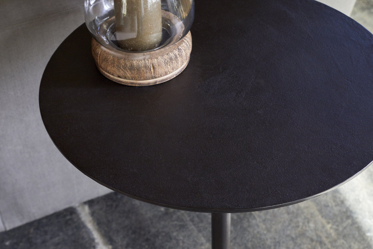 Lahar Cast Metal Tall Side Table - Aged Black-TABLES-Nkuku