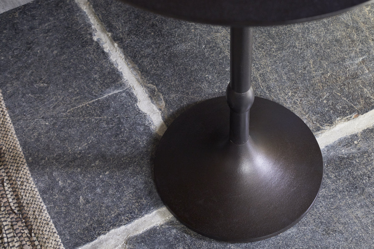 Lahar Cast Metal Tall Side Table - Aged Black-TABLES-Nkuku