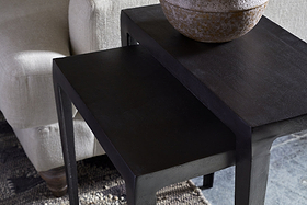 Jagan Cast Metal Nesting Side Tables - Aged Black - (Set of 2)-TABLES-Nkuku