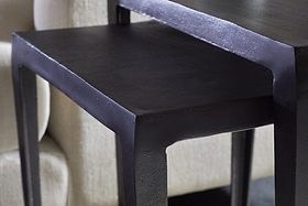 Jagan Cast Metal Nesting Side Tables - Aged Black - (Set of 2)-TABLES-Nkuku