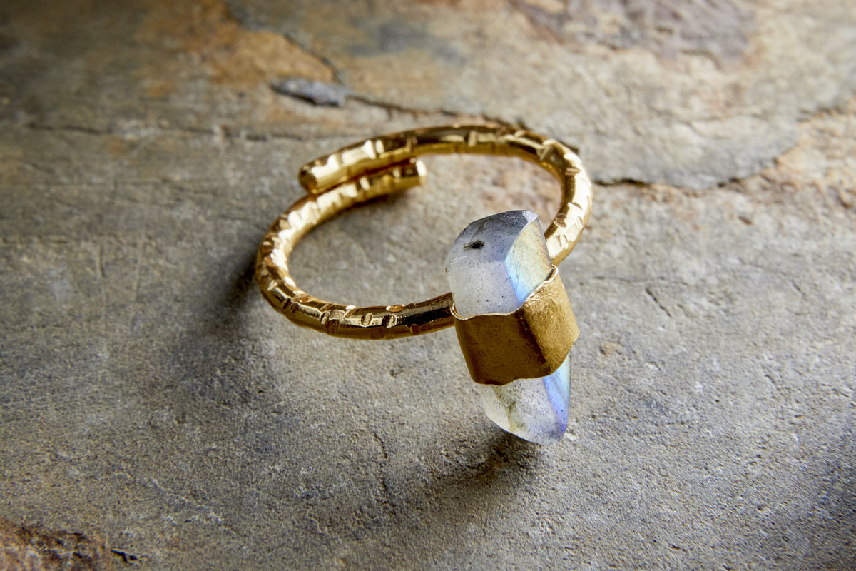 Darti Labradorite Ring - Gold-GIFTING-Nkuku