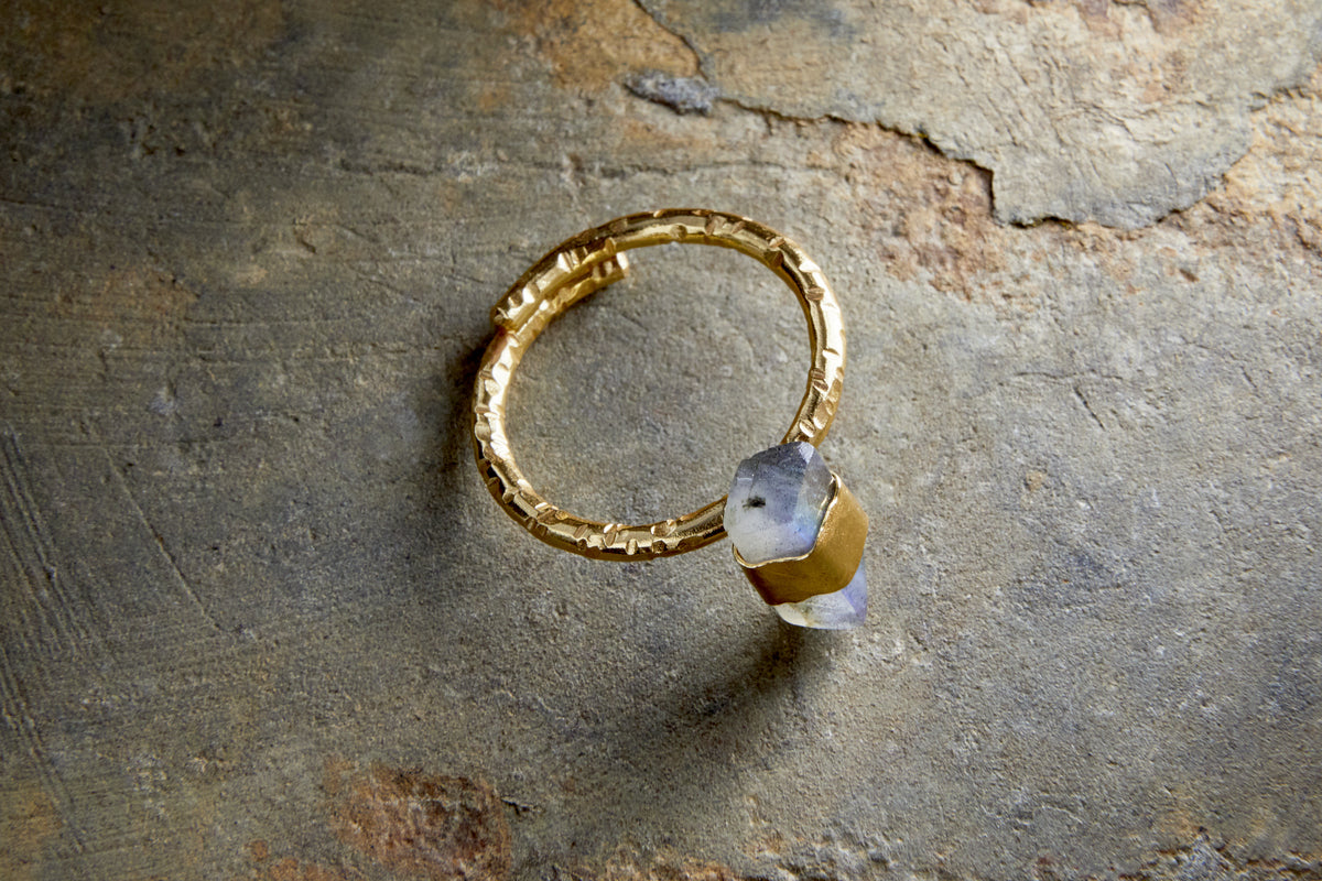 Darti Labradorite Ring - Gold-GIFTING-Nkuku