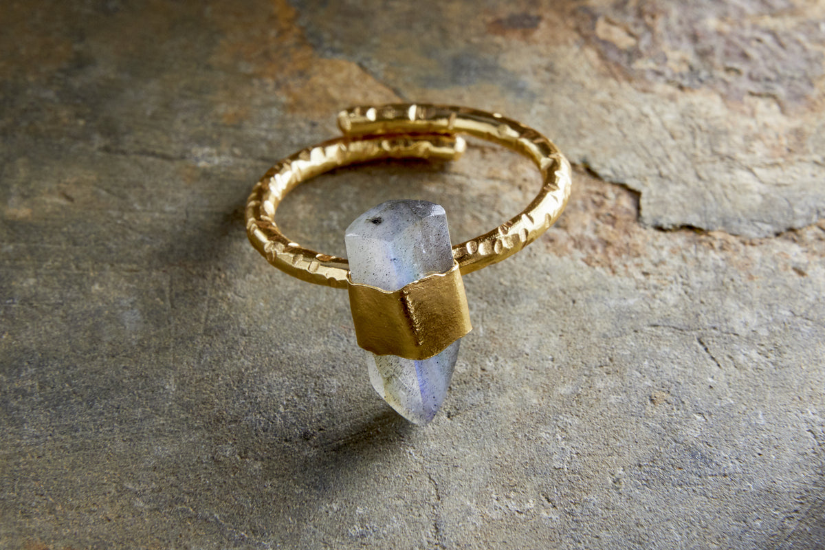 Darti Labradorite Ring - Gold-GIFTING-Nkuku