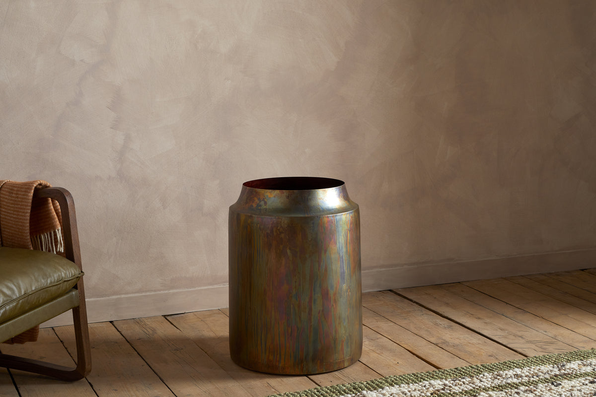 Roja Metal Planter - Oxidised Metal-VASES & PLANTERS-Nkuku