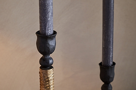 Musika Woven Candle Stick - Black & Natural-CANDLES HOLDERS & LANTERNS-Nkuku