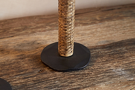 Musika Woven Candle Stick - Black & Natural-CANDLES HOLDERS & LANTERNS-Nkuku