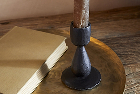 Suba Candle Holder - Black-CANDLES HOLDERS & LANTERNS-Nkuku