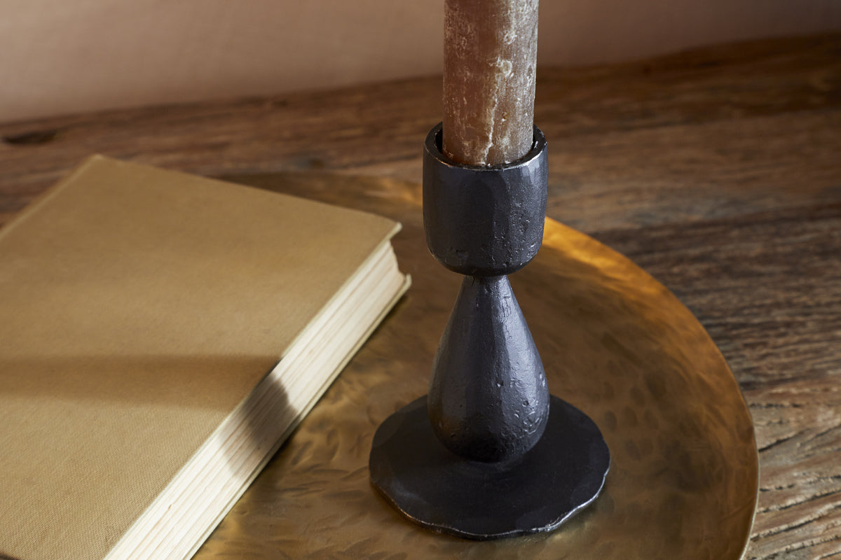 Suba Candle Holder - Black-CANDLES HOLDERS & LANTERNS-Nkuku