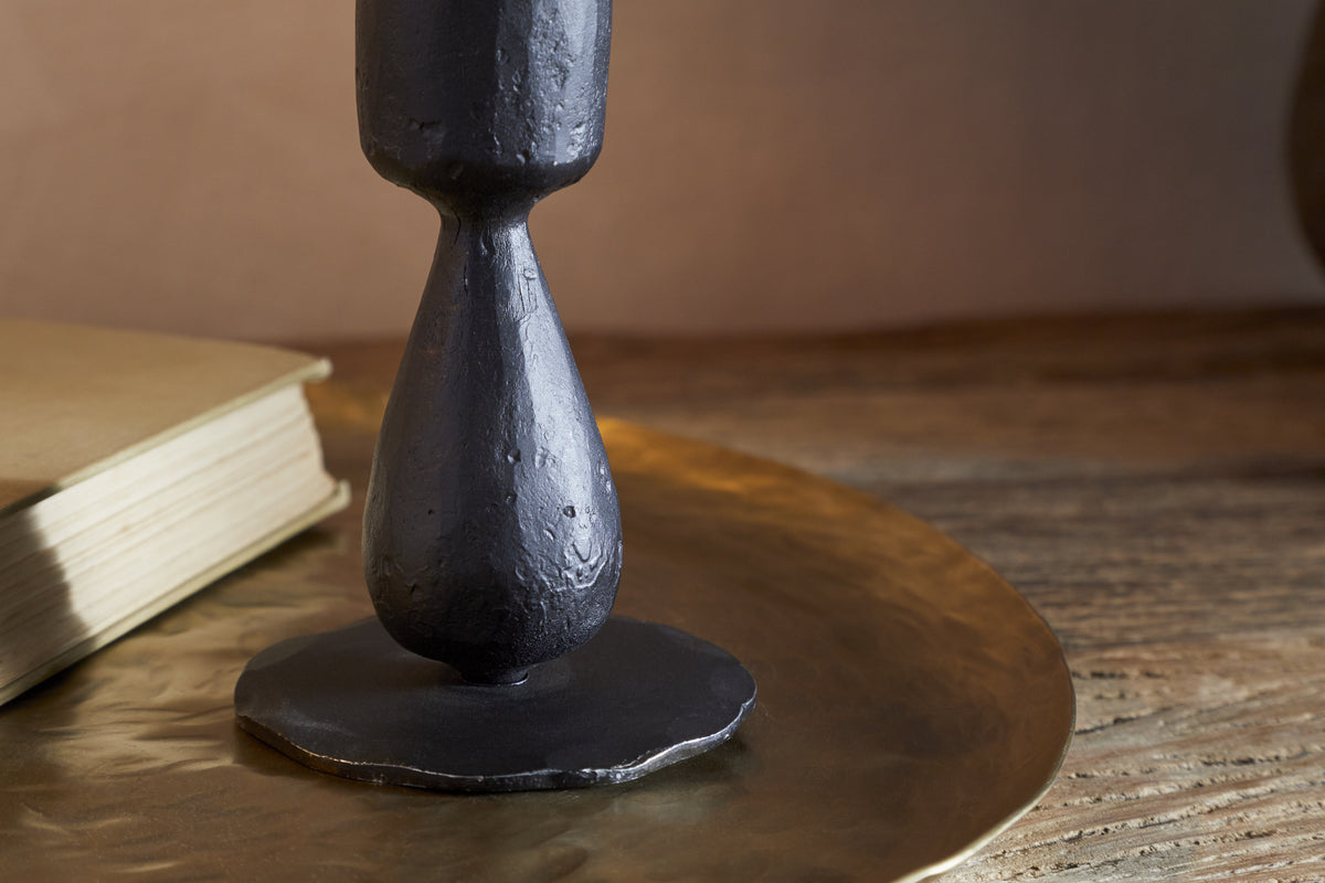Suba Candle Holder - Black-CANDLES HOLDERS & LANTERNS-Nkuku