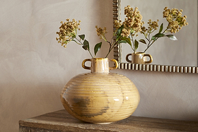 Hujan Vase - Ochre-VASES & PLANTERS-Nkuku