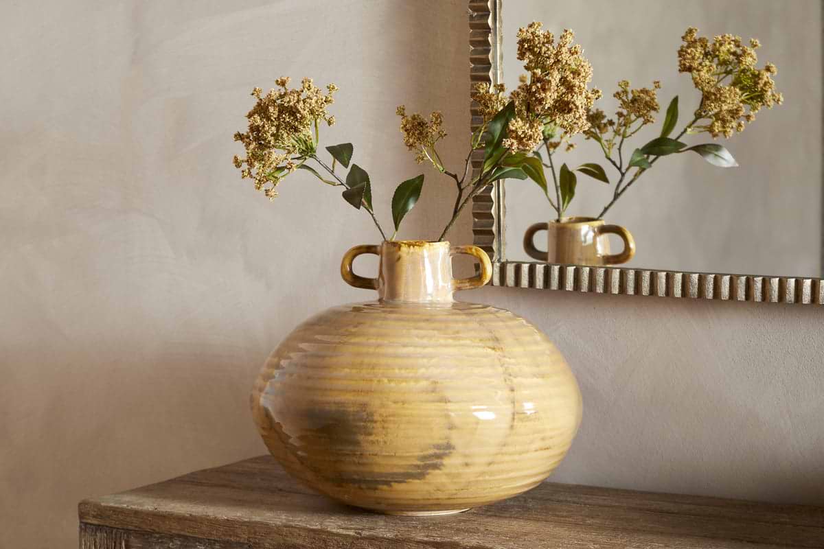 Hujan Vase - Ochre-VASES & PLANTERS-Nkuku