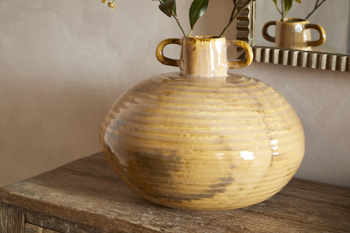 Hujan Vase - Ochre-VASES & PLANTERS-Nkuku