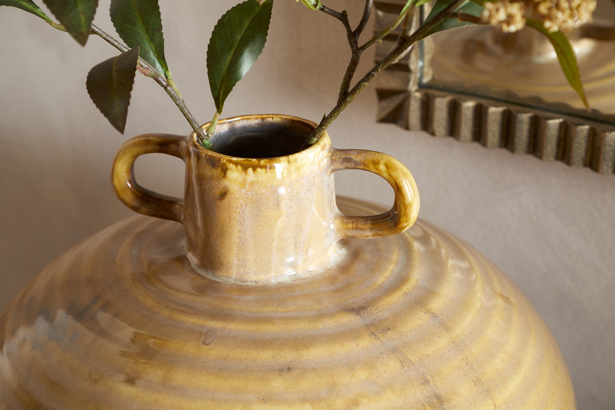 Hujan Vase - Ochre-VASES & PLANTERS-Nkuku
