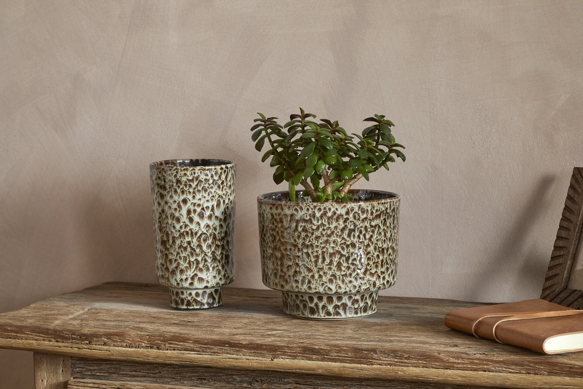 Uzuri Vase - Brown - Tall-VASES & PLANTERS-Nkuku