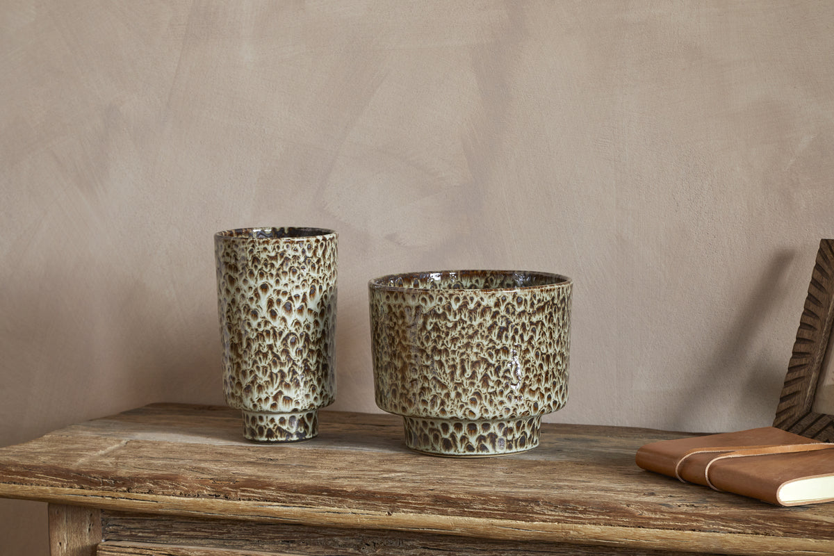 Uzuri Vase - Brown - Tall-VASES & PLANTERS-Nkuku