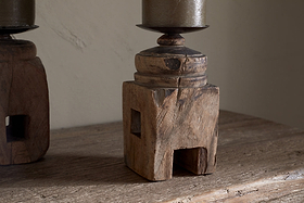 Rana Reclaimed Candle Holder - Reclaimed Wood & Iron-CANDLES HOLDERS & LANTERNS-Nkuku
