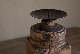 Rana Reclaimed Candle Holder - Reclaimed Wood & Iron-CANDLES HOLDERS & LANTERNS-Nkuku