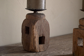 Rana Reclaimed Candle Holder - Reclaimed Wood & Iron-CANDLES HOLDERS & LANTERNS-Nkuku
