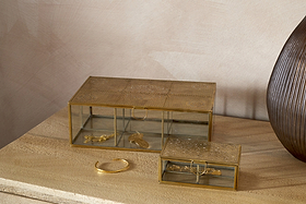 Kijang Jewellery Box - Brass & Clear-GIFTING-Nkuku