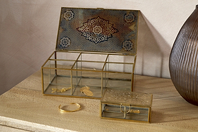 Kijang Jewellery Box - Brass & Clear-GIFTING-Nkuku